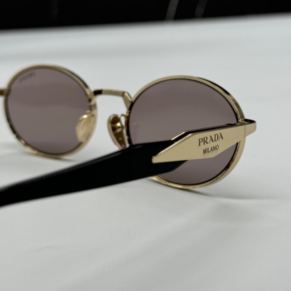 NEW SPR 65Z ZVN20I PRADA GOLD GREY PR65ZS ZVN20I OVAL UNISEX SUNGLASSES - Picture 7 of 10